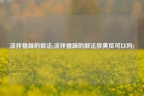 凉拌猪蹄的做法(凉拌猪蹄的做法放黄瓜可以吗)